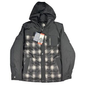 Pendleton Mens Grey Ombre Plaid Hooded Down Puffer Jacket 650 Fill Power‎ NWT M